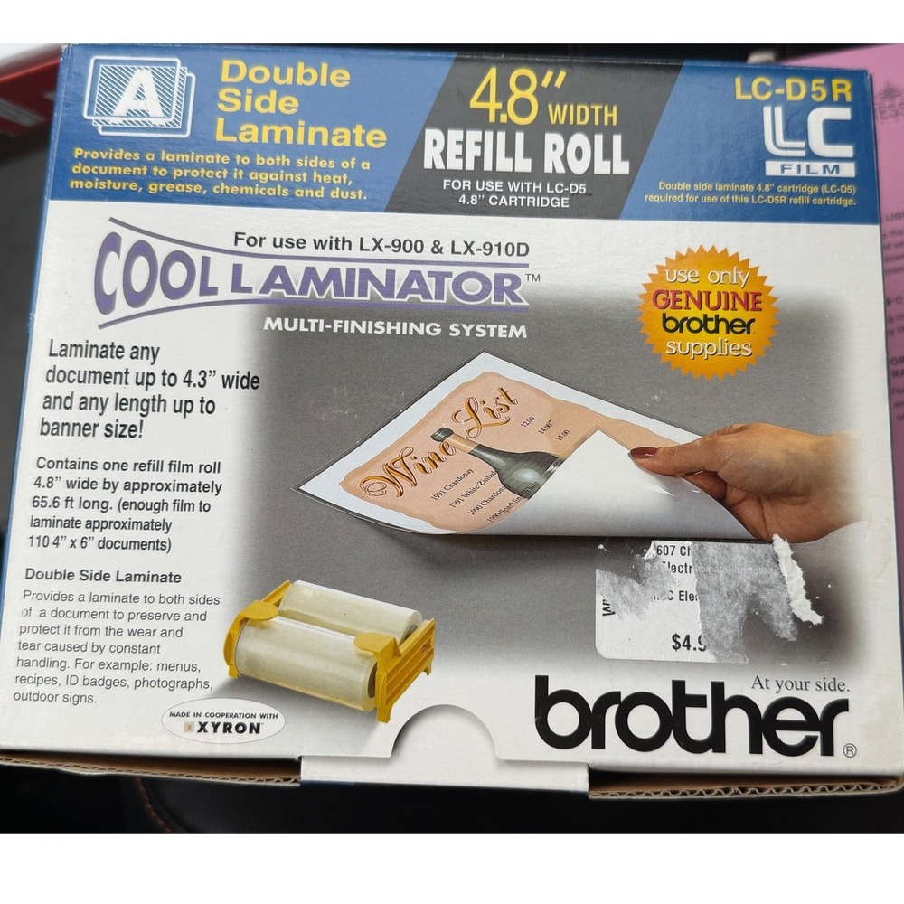 NEW Brother LC-D5R Cool Laminator 4.8" Refill Roll Double Side Laminate LX-900